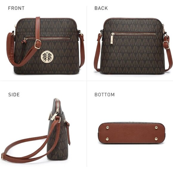 Women's Vegan Leather Crossbody Bag Medium with Multiple Pockets for Travel - Picture 4 of 7